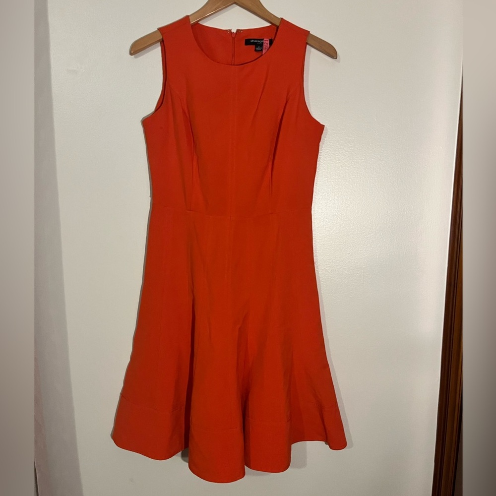 Sharagano Elegant Orange Sleeveless Dress
